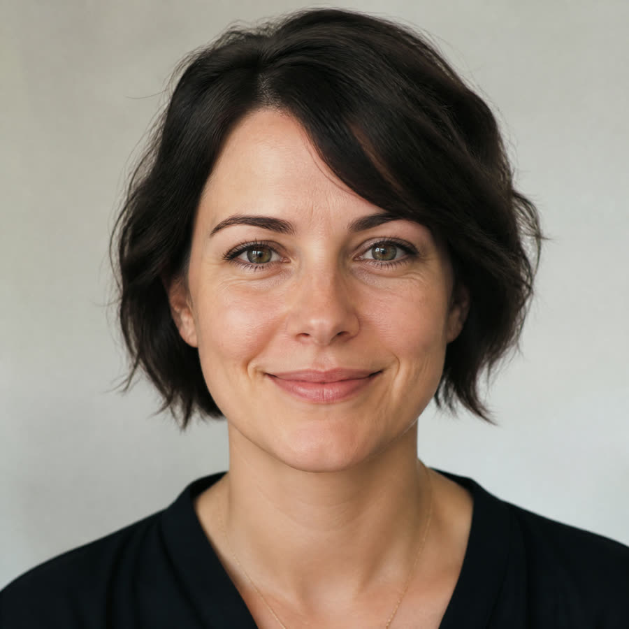 The photo (an AI-generated person, not a real one)